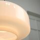 Lampe à Suspension Mid-Century en Laiton et Opaline, Italie, 1950s