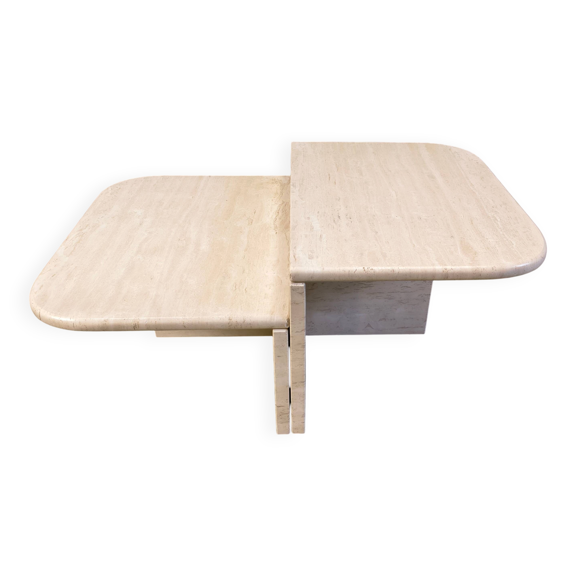 Pair of vintage travertine coffee tables or side tables, 1970s