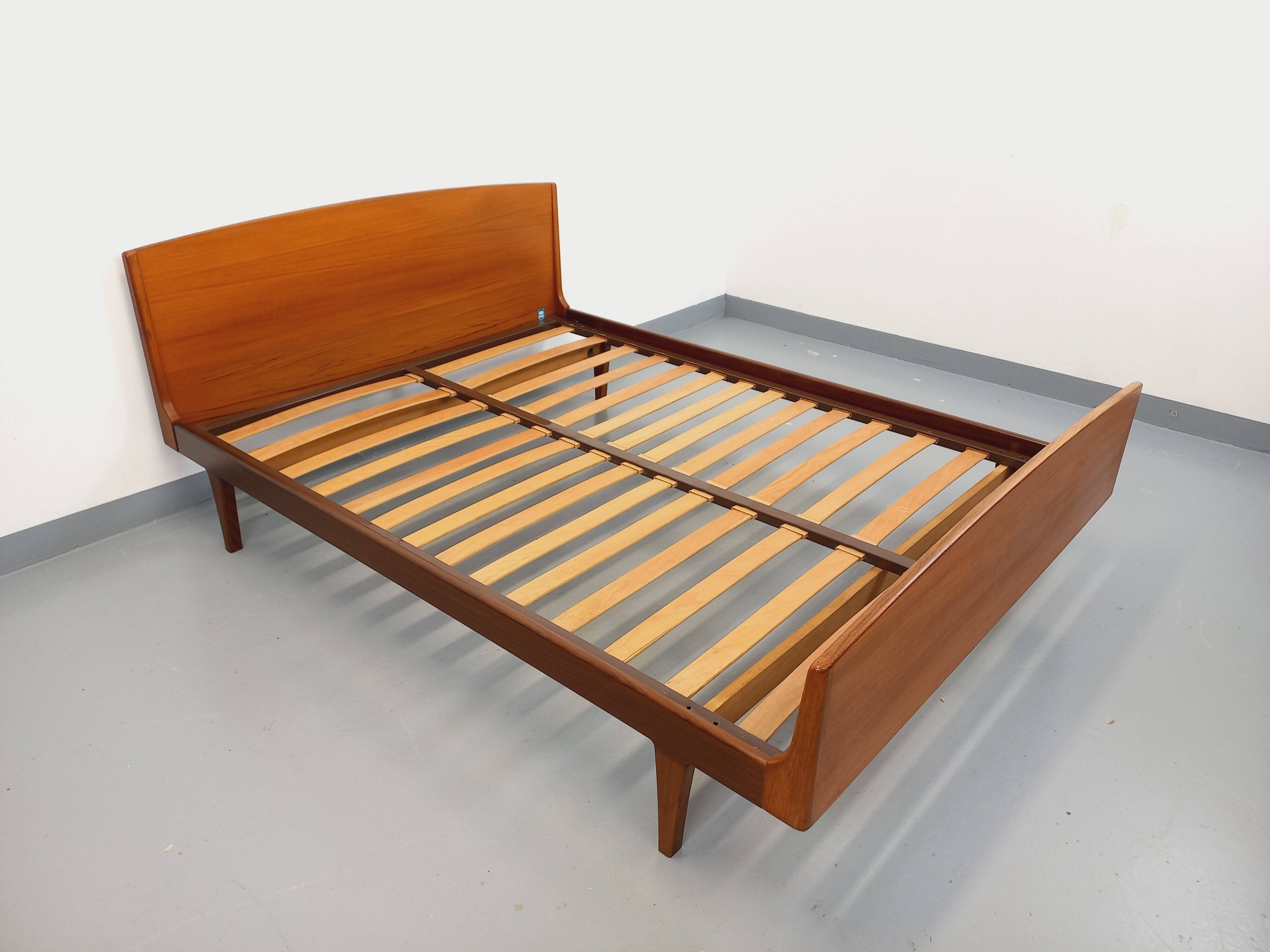 Carlström & Co vintage Scandinavian teak double bed from the 1960s