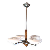 Lustre Art déco années 50 – chrome & opaline rose