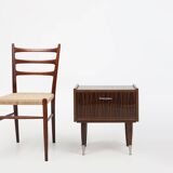 Vintage nightstand in wood with chrome details, Belgium 1960s