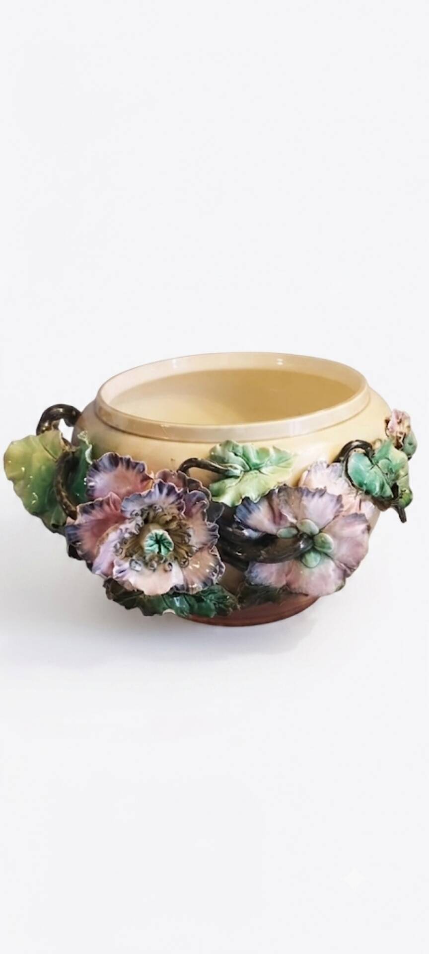 Large cache pot in earthenware, Art Nouveau.