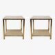 Pair of travertine and 24-carat gold-plated end tables