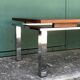 Vintage rectangular coffee table 1970 chrome, wood & smoked glass