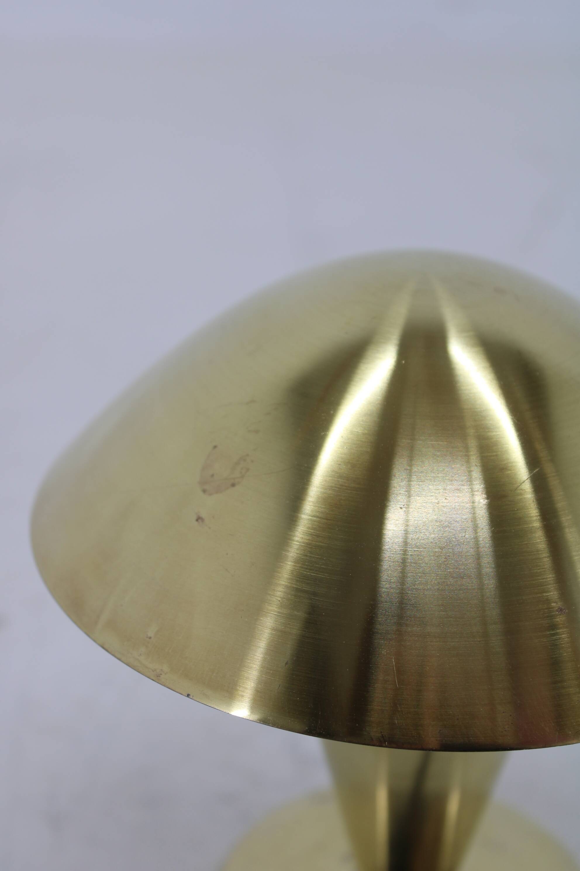 1930s Bauhaus Brass Finish "Mushroom" Table Lamp, Czechoslovakia