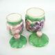 2 ceramic slip pots - pastel floral decor - vintage 80s