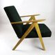 Fauteuil vintage velours verts Var B310 années 1970