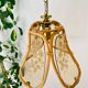 Rattan chandelier suspension and glass 60s