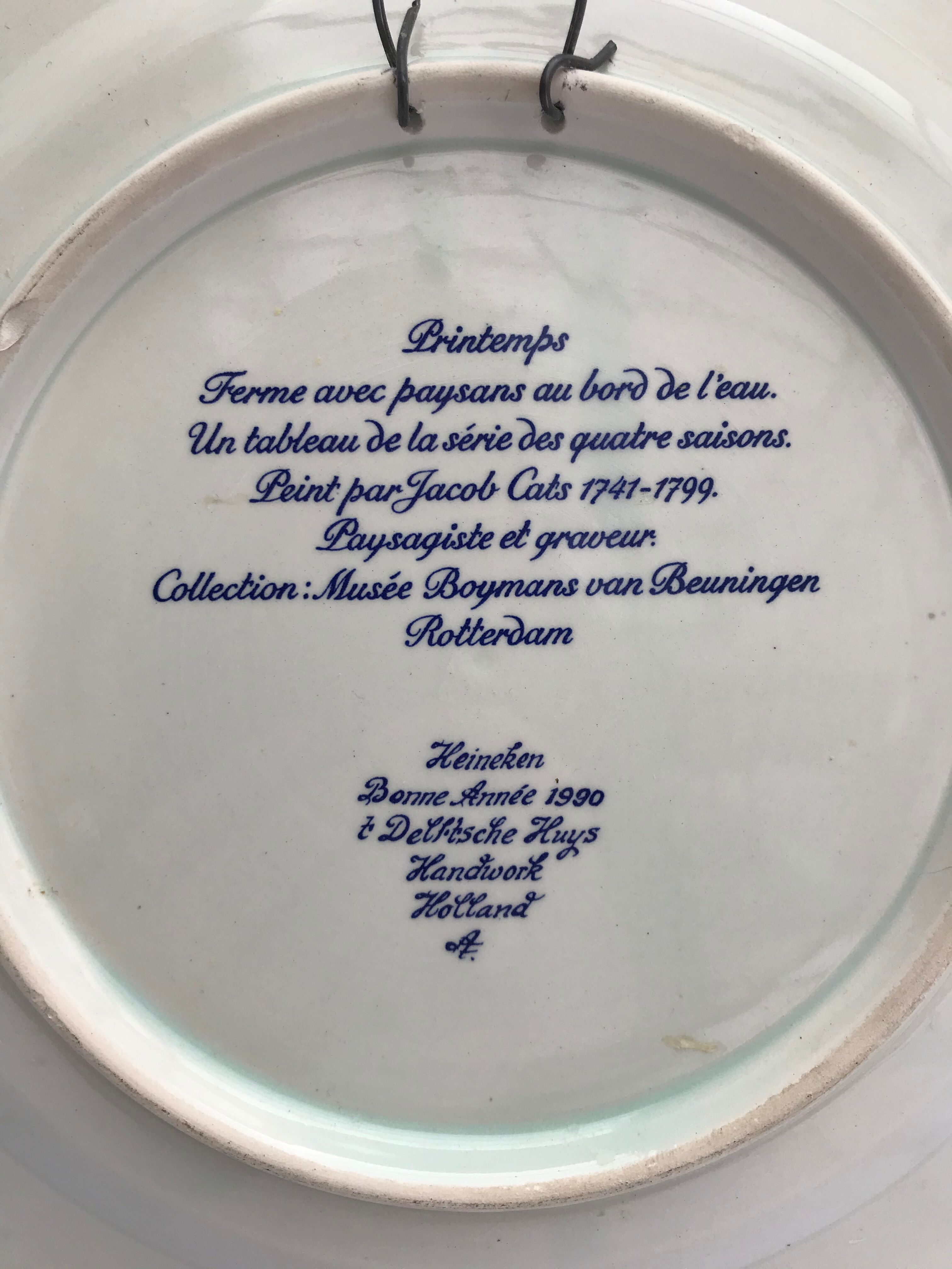Former delft plat printemps heineken 1990 ceramics white - vintage blue