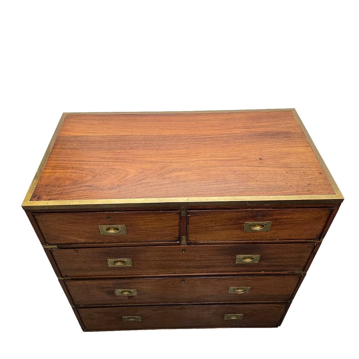 Antique English Mahogany Campaign Chest Of Drawers, 1820/30s