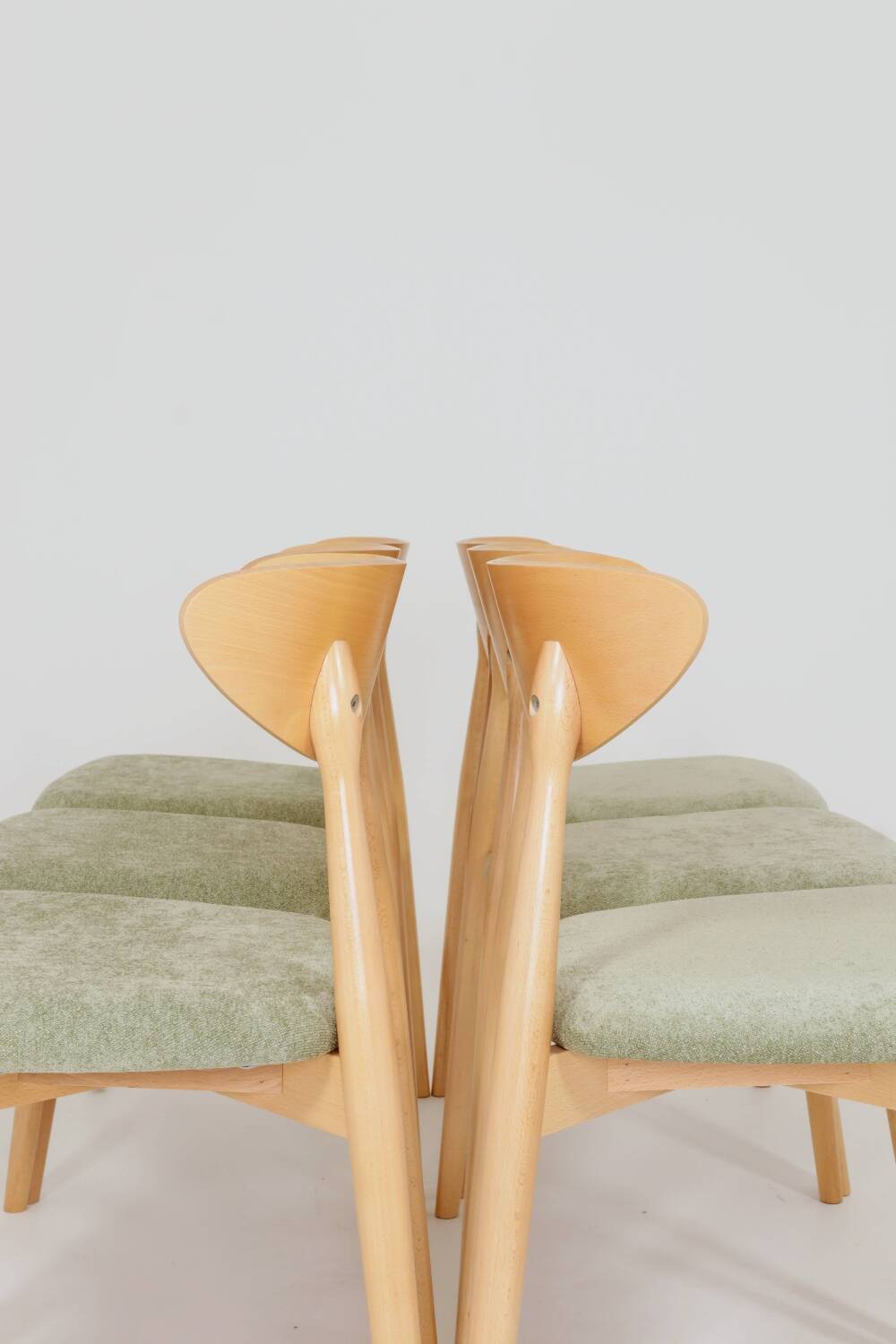 Dining room chairs set of 6 sage green Scandinavian design