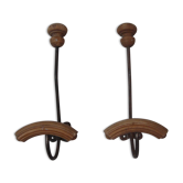 Set de 2 porte-manteau porte-chapeau avec patères en bois de 1930/40