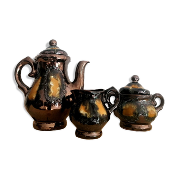 Vallauris tea set in iridescent ceramic 1960