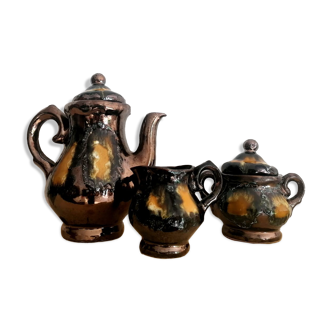 Vallauris tea set in iridescent ceramic 1960