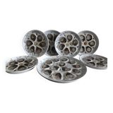 Saint Amand earthenware oyster set: tray and six plates