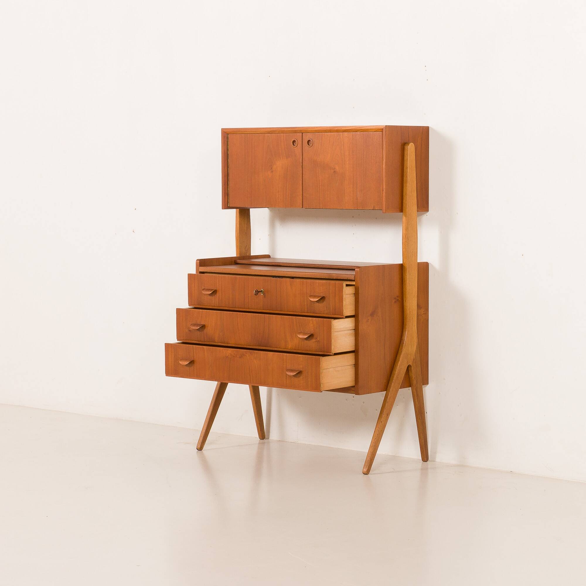 Danish teak secretire with hidden vanity attr. to Poul Volther, 1960s