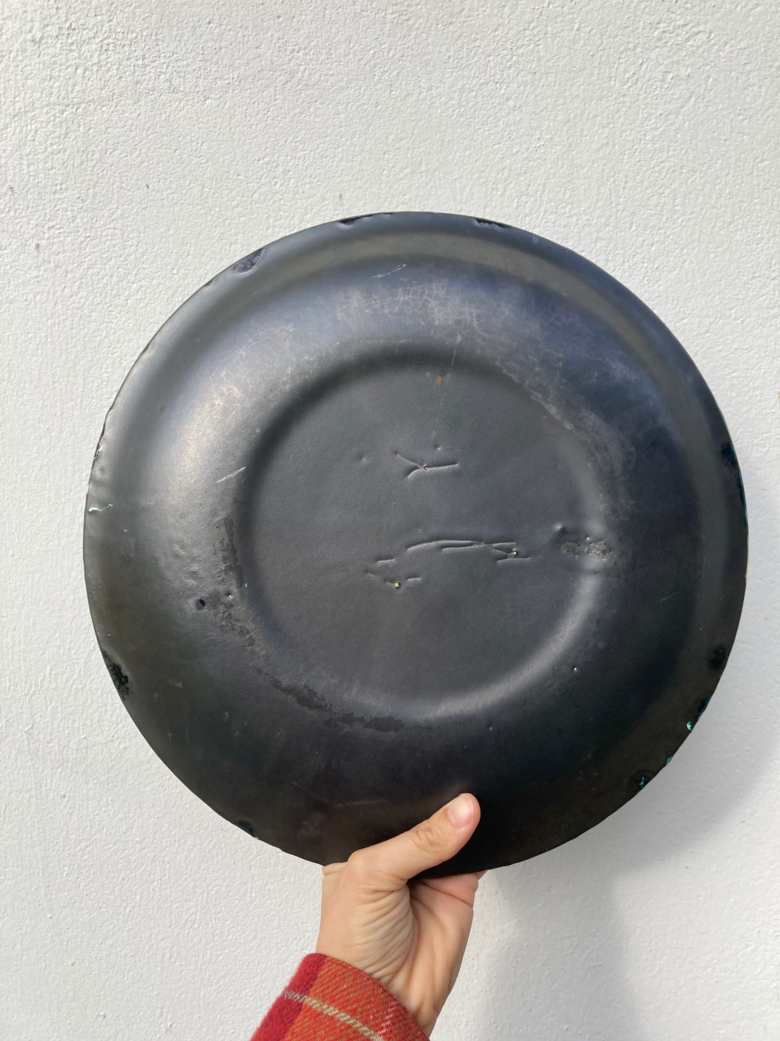 Glacier ennamel tureen vintage turquoise blue 1960 / cyclops varnished earthenware by Charles Cart