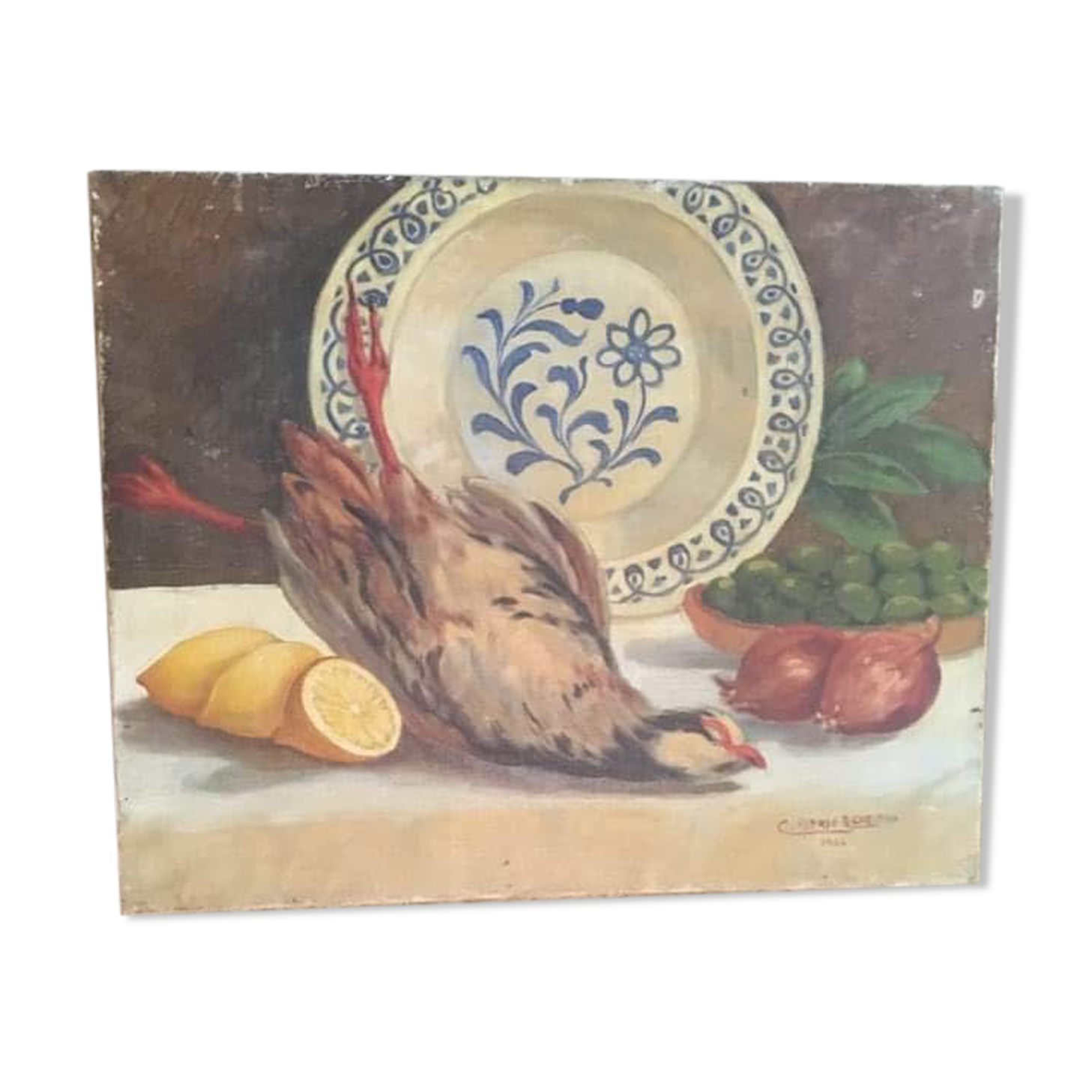 Still life painting with game.