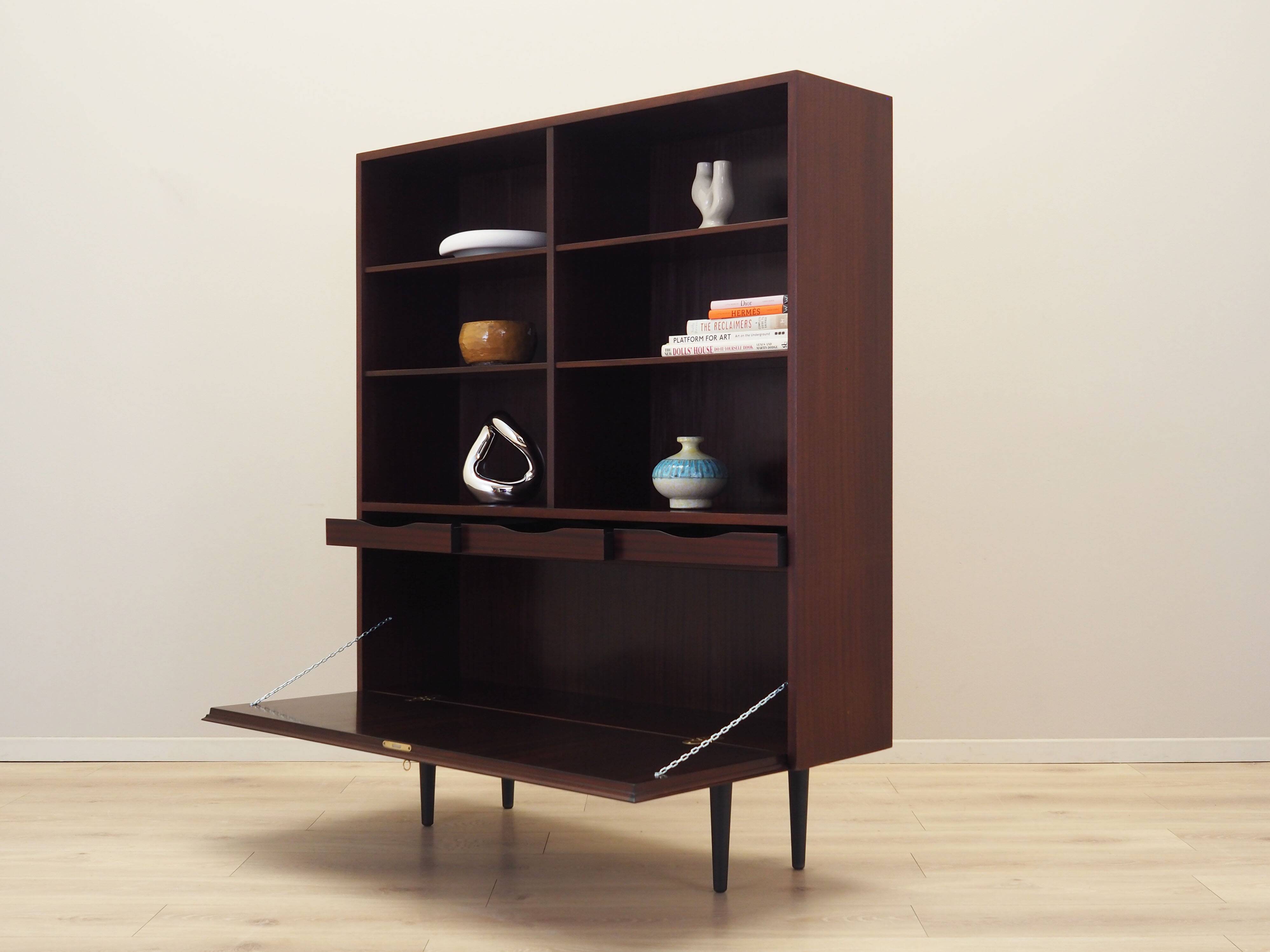 Mahogany bookcase, Danish design, 1970s, manufacturer: Omann Jun