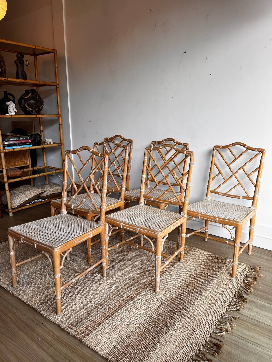 6 ‘Faux Bamboo’ dining chairs vintage