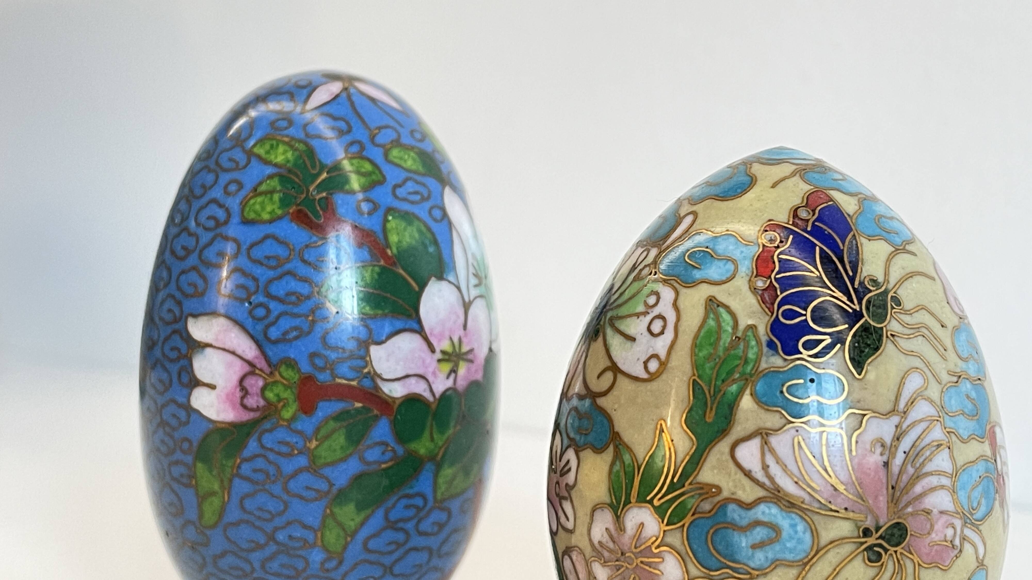 Vintage cloisonné enameled collectible eggs