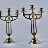 Paire Chandeliers laiton ancien Danemark 1930 Art-Déco