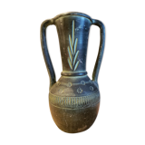Green terracotta jar with 2 handles