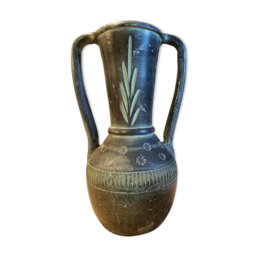Green terracotta jar with 2 handles