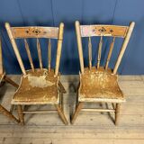 Set of four painted Dutch kitchen chairs.