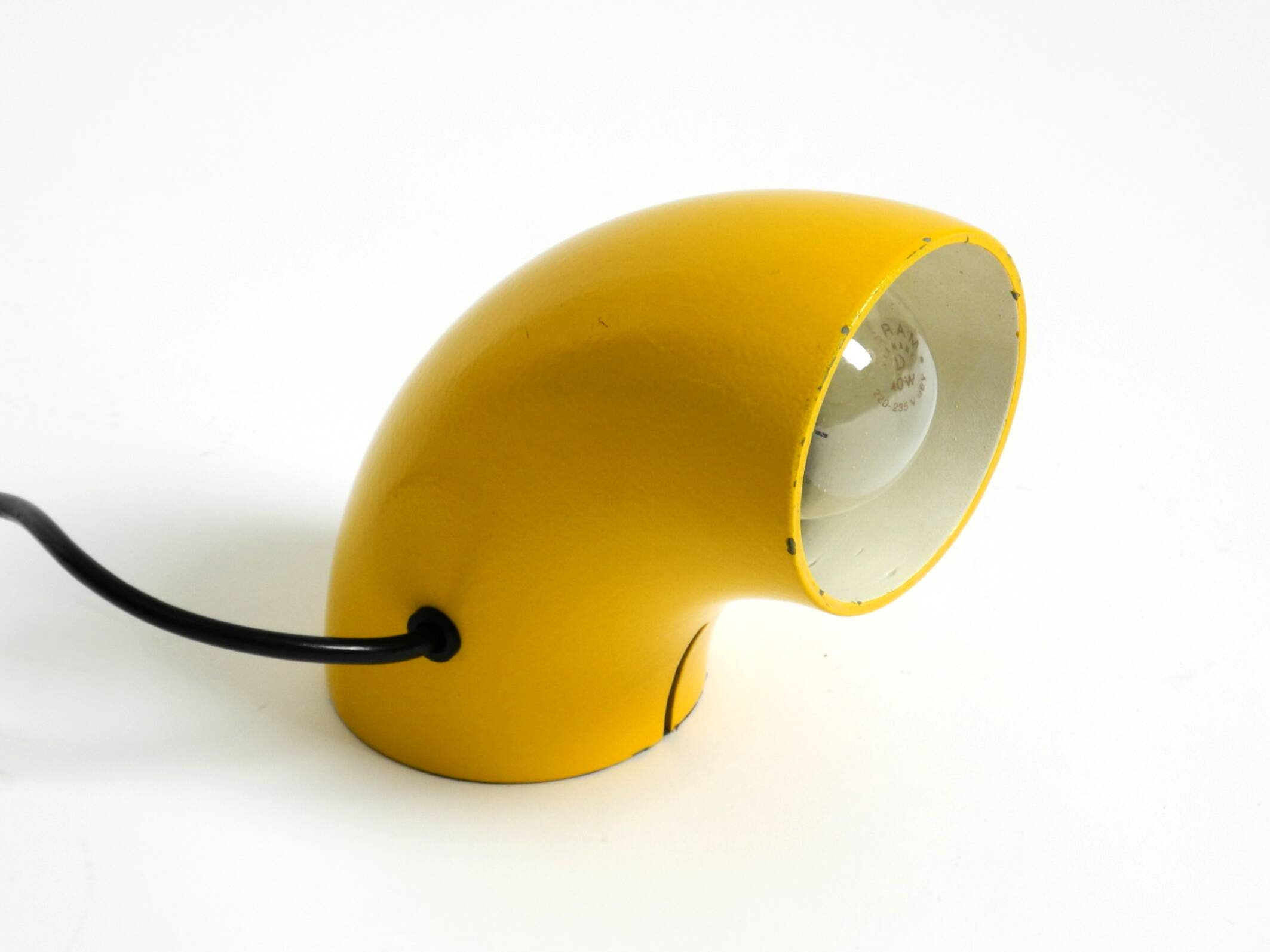 Very rare original Space Age 60s yellow table lamp made of iron by Temde