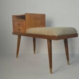 Teak telephone bench, Vintage Scandinavian 1960s