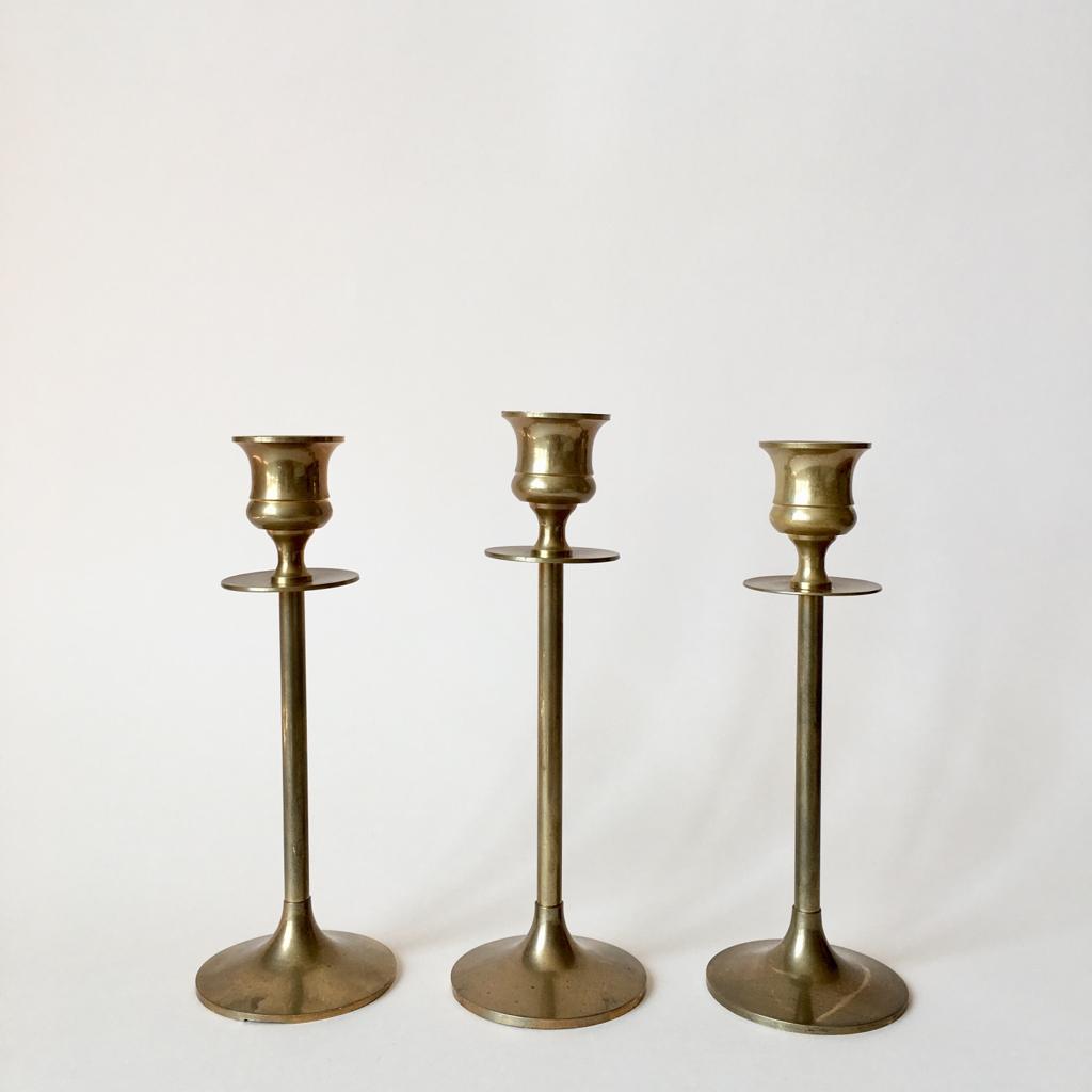 6 german brass candleholders