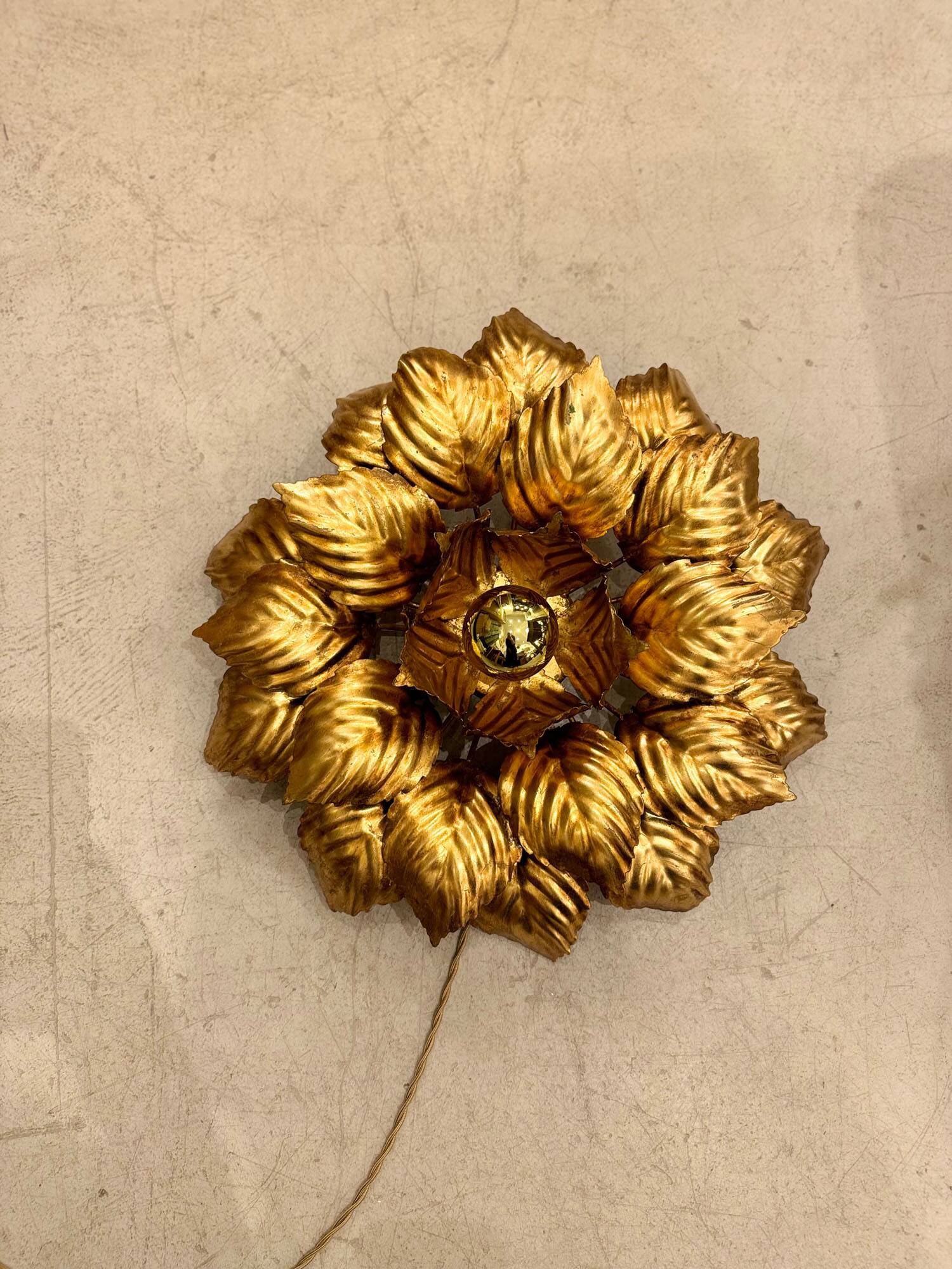 Large gold leaf flower applique