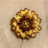 Applique fleur en métal doré à la feuille