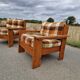 Pair of brutalist pine armchairs circa 1960