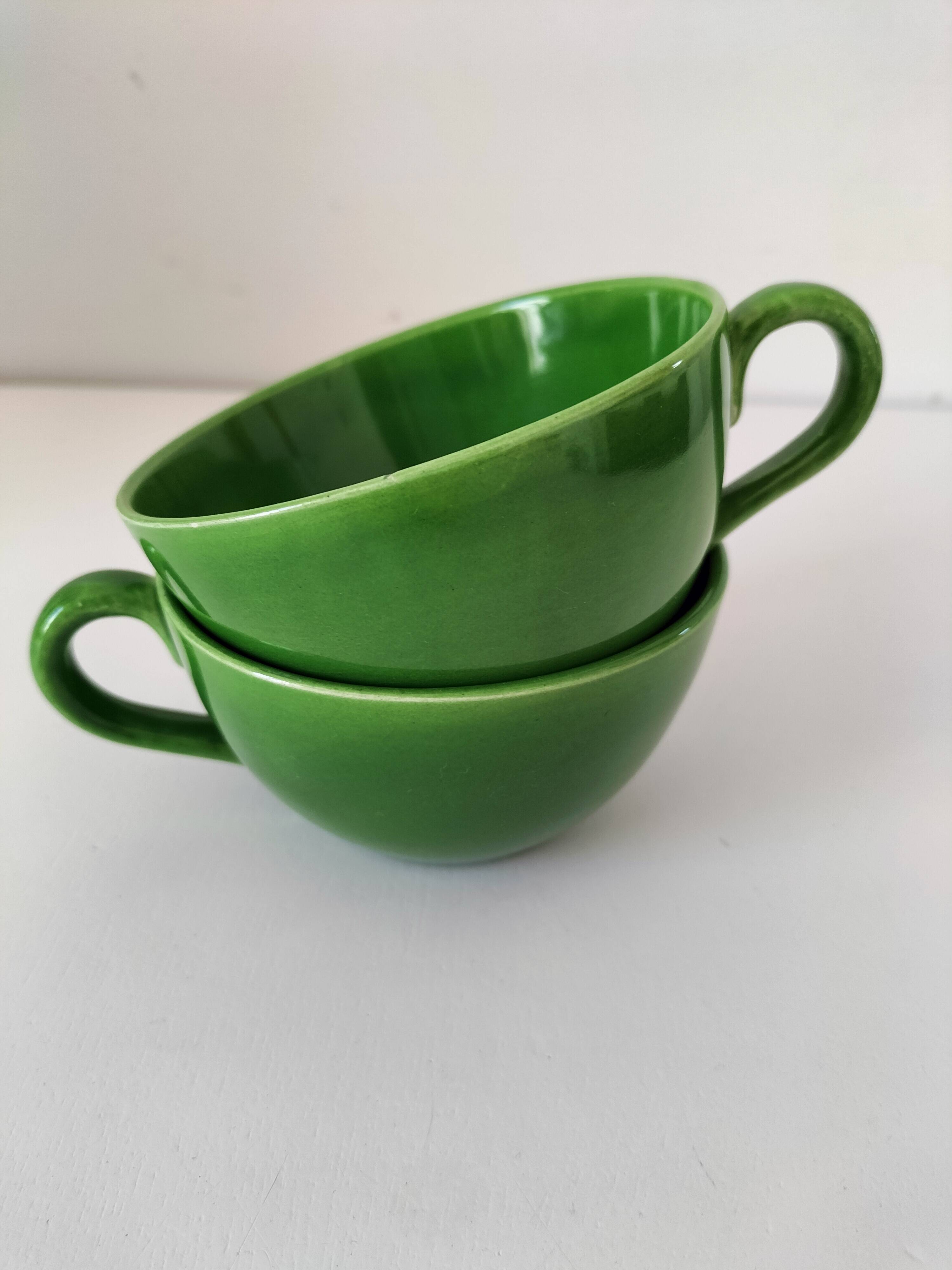 Vintage glazed ceramic cup duo