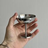 6 small stainless steel dessert bowls on stands
