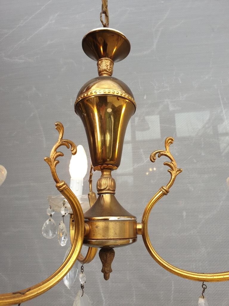 Lustre vintage à pampilles 3 bras de lumière