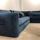 Blue Velvet Corner Sofa