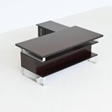 Abbondinterni executive corner desk in Mahogany Italy 1970