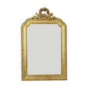 Large Antique Gold Mirror with Crown Classic Baroque France 118cm