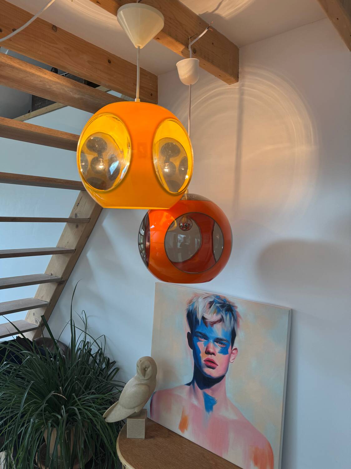 Yellow UFO Space Age suspension attributed to Luigi Colani, 1970s.