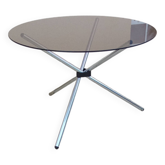 Table vintage année 70  verre et pieds chromé