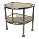 Half-moon side table double chrome tray and smoked glass 70's