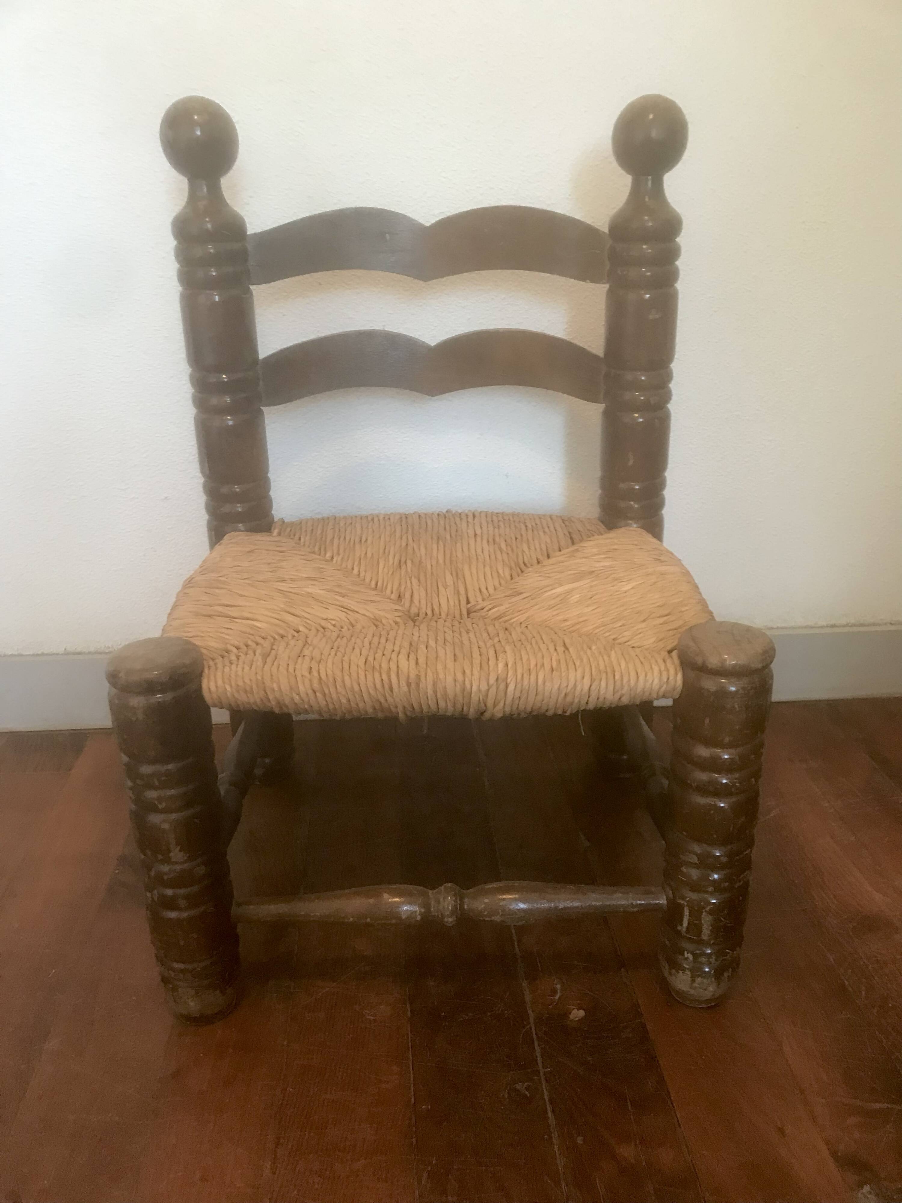 Chaise bois paillée style Charles Dudouyt 1940