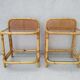 Paire de chevets vintage rotin et verre