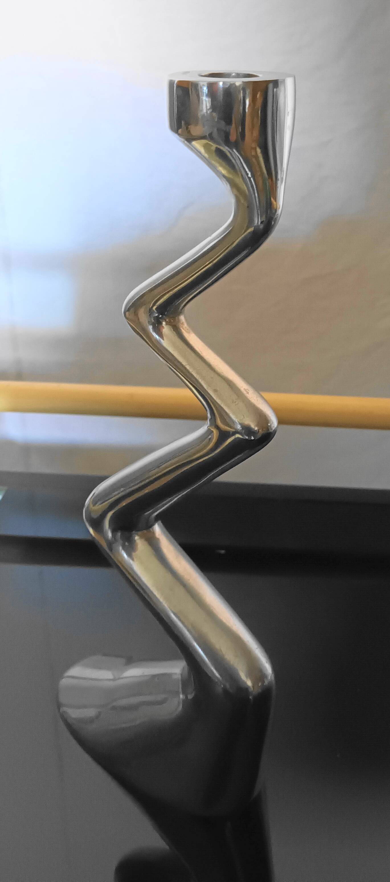 Pair of Zig Zag candlesticks by Matthew Hilton from the 80s