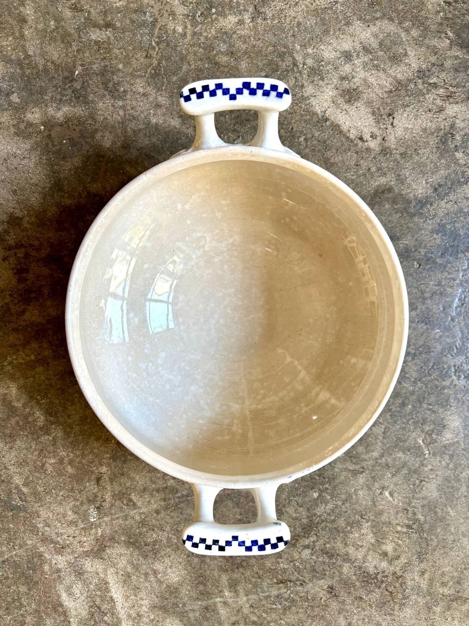 Creil & Montereau ironstone salad bowl and soup tureen, "Damier" service