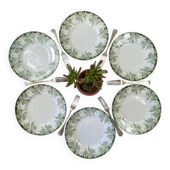 Set of 6 Saint Amand et Hamage ironstone dinner plates, Platane pattern