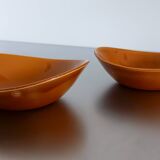 2 old orange-yellow ceramic bowls from the Salins earthenware factory